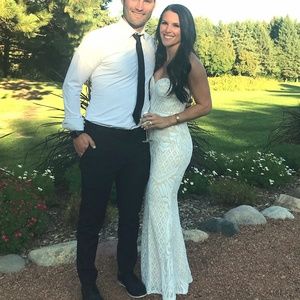 Olivia White Sequin Strapless Maxi Dress